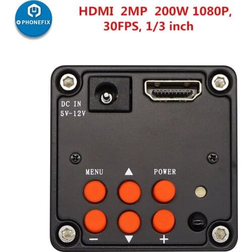 2.0MP HDMI 1080P Microscope HD Camera Digital Video C-mount for Phone PCB Soldering Repair CMOS Digital Camera Magnifier