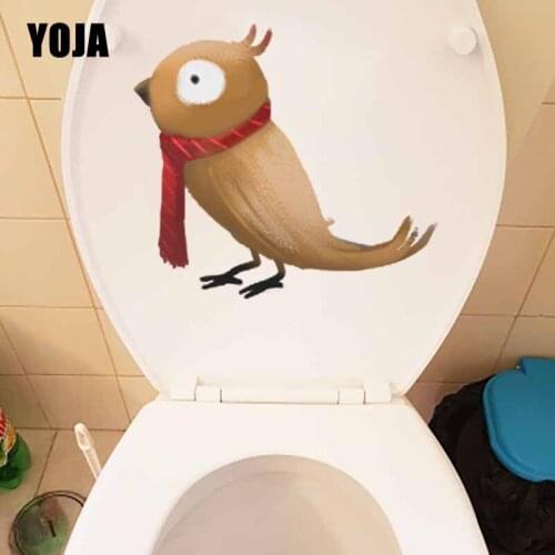 YOJA 23.4X22.3CM Cartoon Owl With Neck Creative Wall Stickers Mural Toilet Seat Decal Home Decor T5-0625