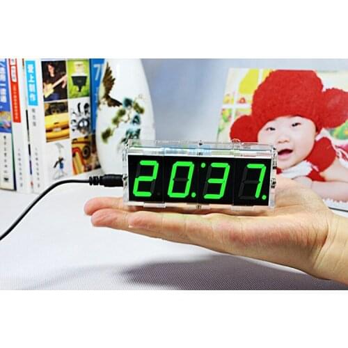DIY 4 Digit LED Electronic Clock Kit Large Screen Red Blue Green LED