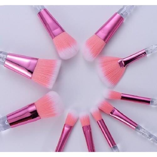 10pcs Unicorn Pink Orange Spiral Handle Makeup Brushes Set Crystal Foundation Blending Powder Eyeshadow Make Up Brush Cosmetic