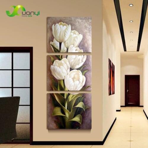 3 Piece Tulip Flower Painting Pictures On The Wall Frames For Living Room 3 Pieces Decoration Pictures Cuadros Home Art Unframed