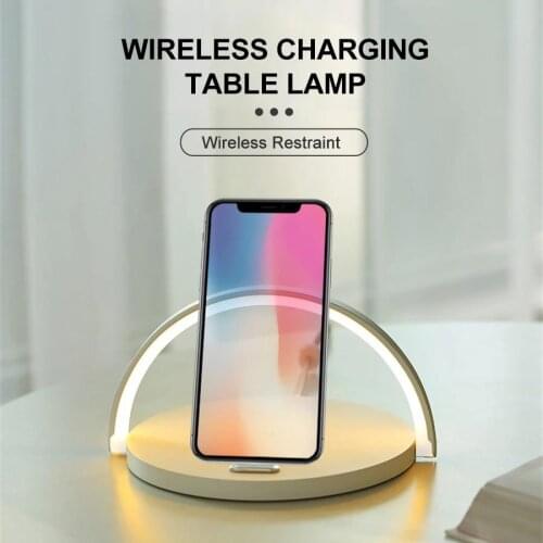 10W Qi Fast Wireless Charger Table Lamp For iPhone X XR XS Mobile Phone Charging Holder Night Light Phone Stand Desk Lamp 2021