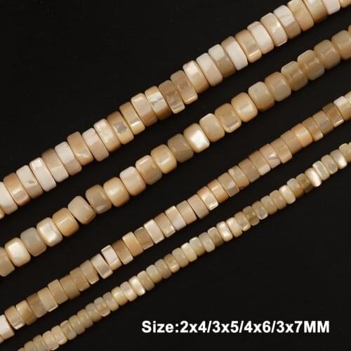 Natural Trochus Top Shell Beads Cylinder Flat Round Shape Loose Beads For Jewelry Making Bracelet Earring DIY Accessories 15"
