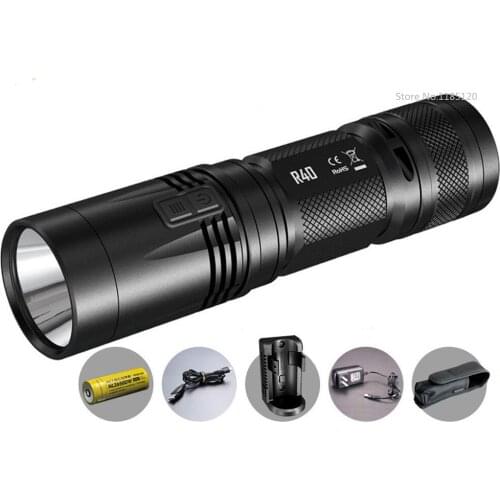 NITECORE R40 Rechargeable Flashlight CREE XP-L HI LED max 1000 lumen beam throw 520 meters tactical torch with original battery