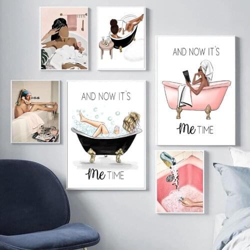 Bathroom Decor Fashion Posters and Prints Nordic Vogue Wall Art Canvas Painting Beauty Bathing Pictures Living Room Home Decor