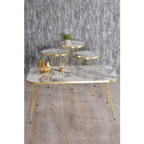 Nesting Table And Center Table Kr Set Gold Efes Wire