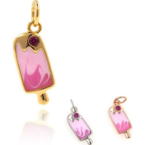 Lce Cream Pendant Brass Zircon Enamel Charm Is Suitable For Jewelry Bracelets Necklaces And Earrings Accessories