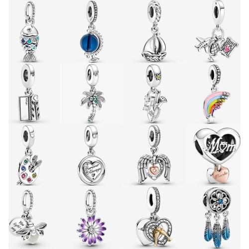 2020 Real 925 Sterling Silver Double Lined Clip Charm Fit Pandora Bracelet Explosion of Love Clip Spacer Clip Charm DIY Jewelry