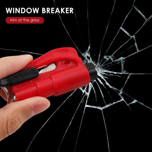 Portable Car Safety Hammer Spring Type Escape Hammer Window Breaker Punch Seat Belt Cutter Hammer Key Chain