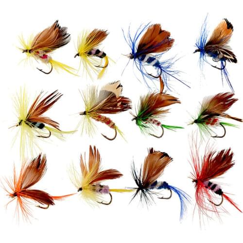 12Pcs/Set Insects Flies Fly Fishing Lures Bait High Carbon Steel Hook Fish Tackle With Super Sharpened Crank Hook Perfect Decoy