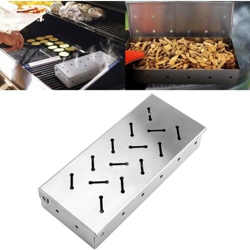 Durable BBQ Stainless Steel Wood Chips Smoker Box Wood Pellet Charcoal Gas Grilling Smoke Generator for Fish Beef Meat Smoking