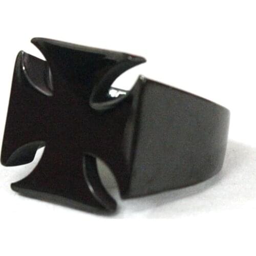 Drop Ship Size 7~13 Black Jesus Cross Ring 316L Stainless Steel Jewelry Black Cross Biker Ring