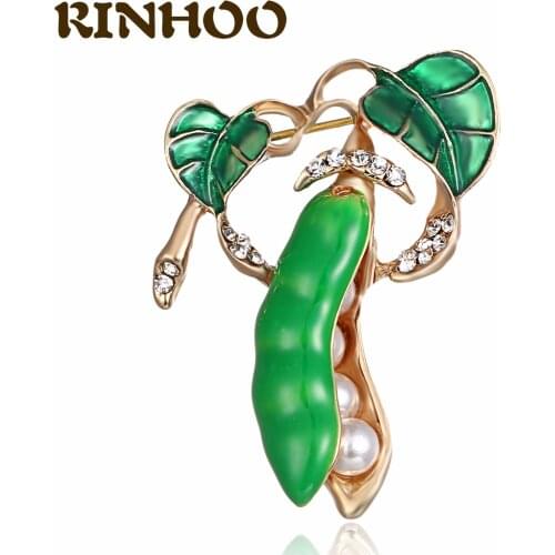 RINHOO Vintage Rhinestone Pea Pumpkin Plant Brooches For Women Cucumber Loofah Vegetables Brooch Pins Spring New Fashion Jewelry