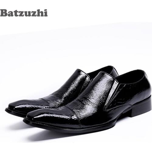 Luxury Italian Style Men Dress Shoes Black Genuine Leather Shoes Men Formal Business Leather Shoes Zapatos Hombre, US12 EU46
