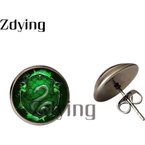 Zdying Punk Jewelry Animal Snake Cat Dog Paw Footprint Stud Earring Glass Cabochon Dome Earring For Party Jewelry Gift ZT011