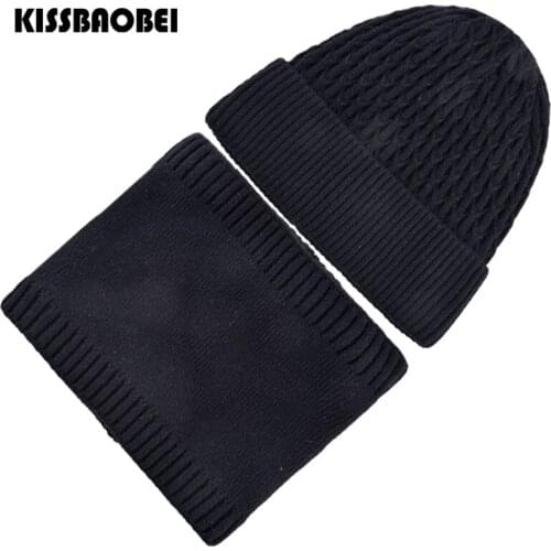 Scarf Beanies Cap Winter Hats For Men Warm Baggy Hat Scarf Set Skullies Men Mask Knitting Beanie Caps Balaclava Bonnet