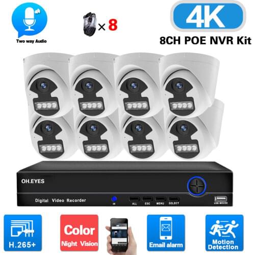 Color Night Vision 8 Channel NVR IP Camera System 4ch CCTV Dome Camera Security System 8ch POE NVR Video Surveillance Kit 5MP