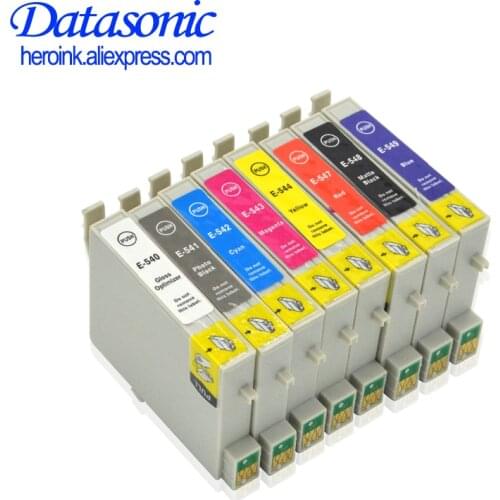 Datasonic 8pcs Compatible Ink Cartridges For Epson T0540 T0541 T0542 T0543 T0544 T0547 T0548 T0549 Inkjet Stylus Photo R800