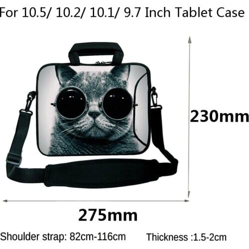 Laptop Tablet Bag 10.5" 9.7" Cat Briefcase Handbags Women Girls Prints Messenger Netbook Case Cover 10.1" 10.2" 10 Shoulder Bags