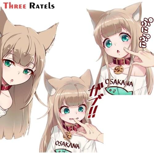 Three Ratels A192 3D PVC Sweet Anime Fox Neko Girl Kinako Peeking Vinyl Car Stickers Laptop Decal