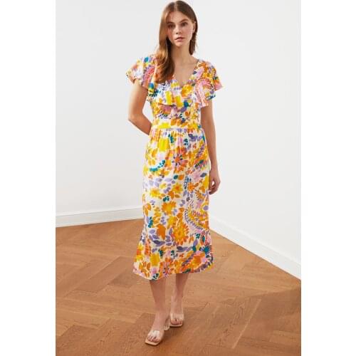 Trendyol Flounces Patterned Dress dresses for women party maxi dress summer dress sexy dress birthday dress for women