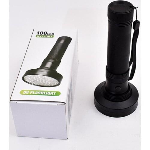 UV Ultra Violet 100 LED Flashlight Blacklight Light 395 nM Inspection Lamp Torch