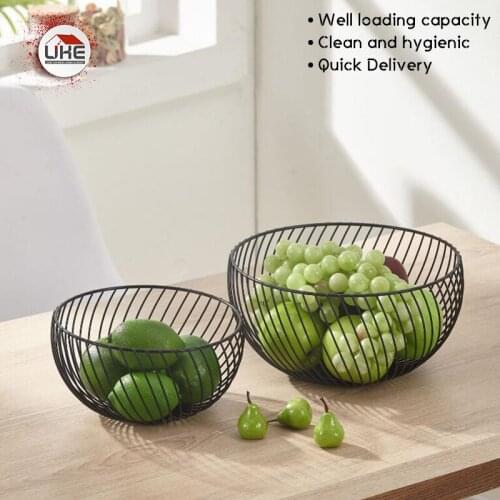 UKE Iron Wire Wrought Fruit Storage Basket Desktop Metal Organizer Holder Kitchen Sundries Container