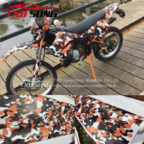 Orange Digital Printing Camo Vinyl Car Wrap Styling With air bubble Free Pixel Orange Camouflage Graphics Car Sticker Film