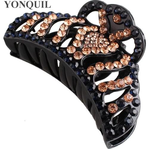 Vintage Rhinestone Colorful Claw Clip Women Shining Hair Clips For Ladies Blingbling Crystal Hairpin Accessories