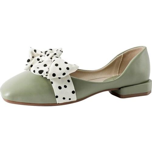 Late Evening Shoes 2019 Spring Summer Net Red Fairy Square Head Single Female Thick Wild Retro Soft Leather Grandma Shoes Women