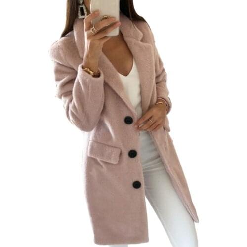 Autumn Winter Long Sleeve Cardigan Solid Color Women Lapel Blazer Jacket Coat wholesale dropshiping Harajuku style