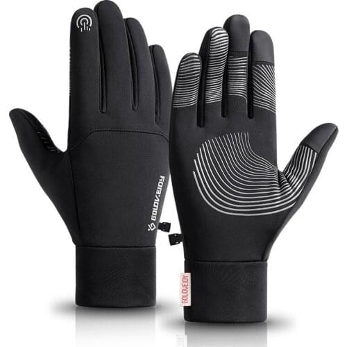 Winter Bicycle Plush Warm Gloves Outdoor Cold Proof Waterproof Cycling Gloves Portable Mountaineering Touch Screen Gloves