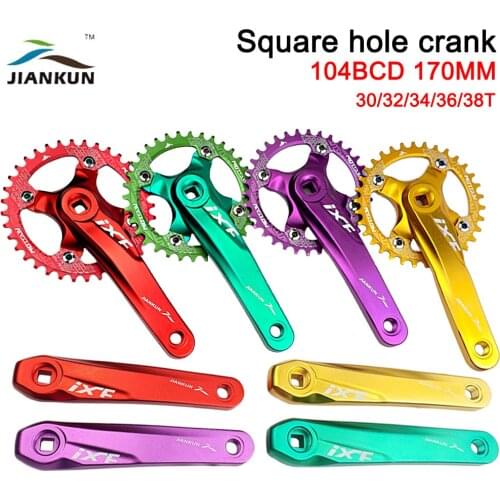 JIANKUN IXF Mountain Bike Crank Sprockets 170mm Square Hole Crank 30/32/34/36/38T Sprocket 104BCD MTB Bicycle Parts