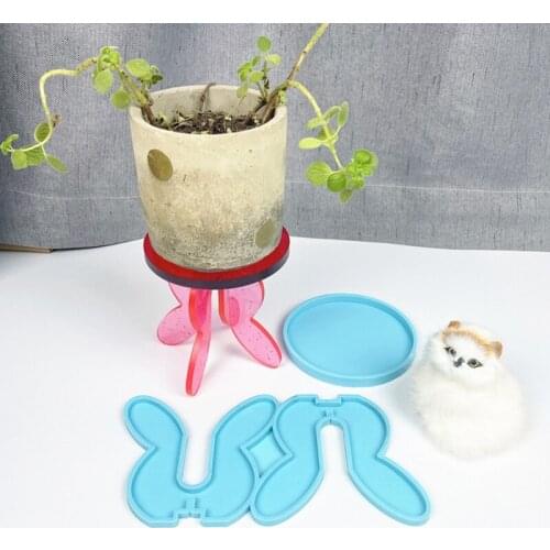 1 Set Epoxy Resin Mold Potted Ornaments Bracket Tray Silicone Mould DIY Crafts Decortaions Casting Tool