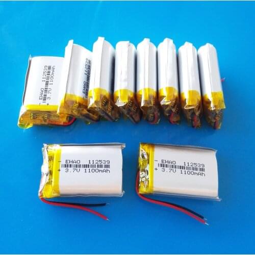 10 pcs 3.7V 1100mAh 112539 lipo polymer lithium rechargeable battery power for MP3 GPS PDA DVD bluetooth recorder e-book camera