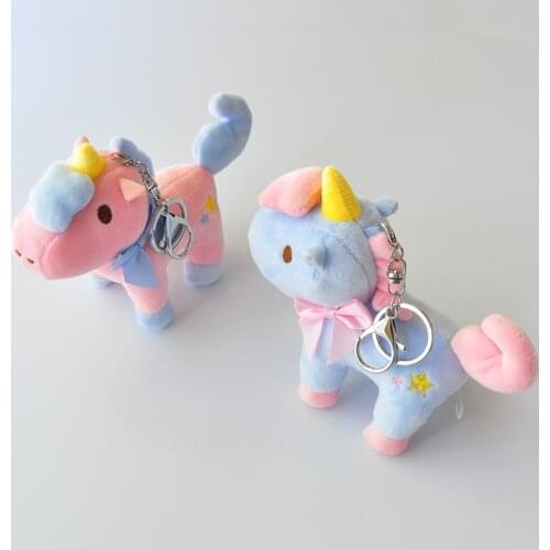 11cm Unicorn Pendant Colorful Stuffed Bag Hang Pendant Speelgoed Soft New Cute Key Chain Ring Plush Keychains Doll Toy