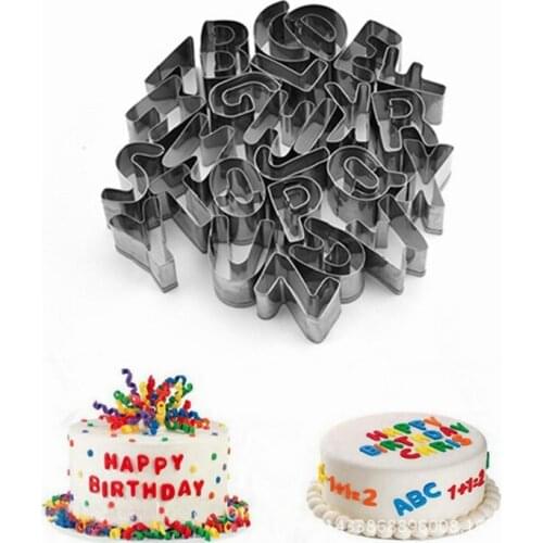 26pc/set Stainless Steel Alphabet Letter Cookie Cutters Mold Biscuit Number Cutter Set Cake Decorating Moulds Fondant Cutter Set