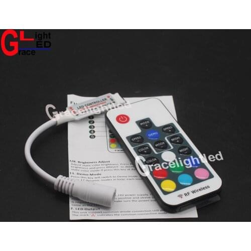 5PCS DC5- 24V 17 Keys RF Wireless RGB mini Led Controller Common Anode 3 channel 6A to control led strip smd 5050 3528 lighting