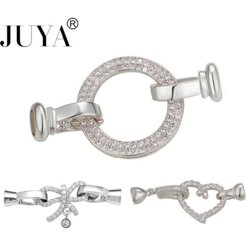 JUYA 5 Pcs DIY Fastener Spiral Clasps Hooks For Jewelry Making AAA Cubic Zirconia Charms Connectors Handmade Jewelry Findings