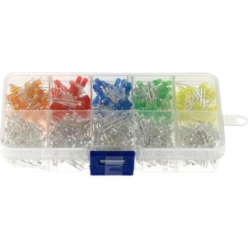 500pcs 3MM / 5X100PCS LED red, green, orange, yellow, blue, LED lamp beads light emitting diode round