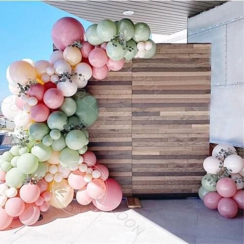 97Pcs Red Bean Powder Mix Avocado Green Color Latex Balloons Garland Kit Arch Wedding Decorations Baby Shower Home Decors