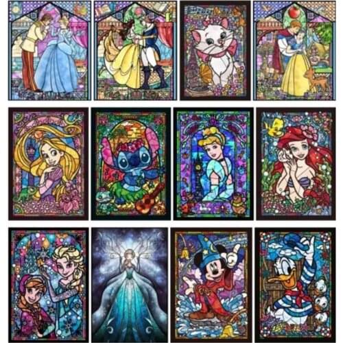 5D DIY Diamond Painting Disney Mickey Cartoon Princess Full Drill Cross Stitch Kits Embroidery Mosaic Landscape Home Decor