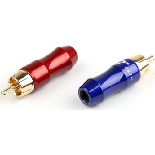 Areyourshop RCA Male Plug Copper Audio Video Gold Adapter Fit for 6.4mm Cable Red/Blue
