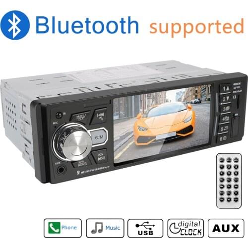 1 Din 4.1 Inch Car Radio Auto Parts TF USB Fast Charging Bluetooth 4.2 ISO Remote Multicolor Lighting Audio Video MP5 Player