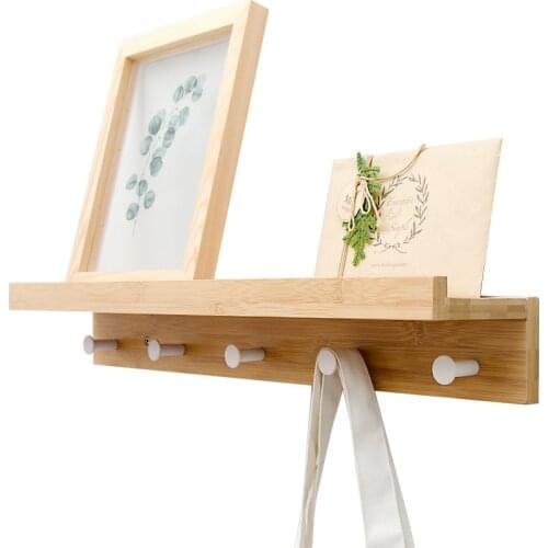 Bamboo Floating Wall-Mounted Rack Coat Hook Rack Towel Hanger Holder European Style Dress Coat Hook Wall Door Hat Hanger