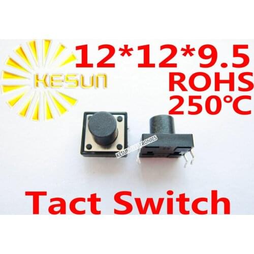 FREE SHIPPING 100PCS DIP 12X12X9.5MM Tactile Tact Push Button Micro Switch Momentary ROHS