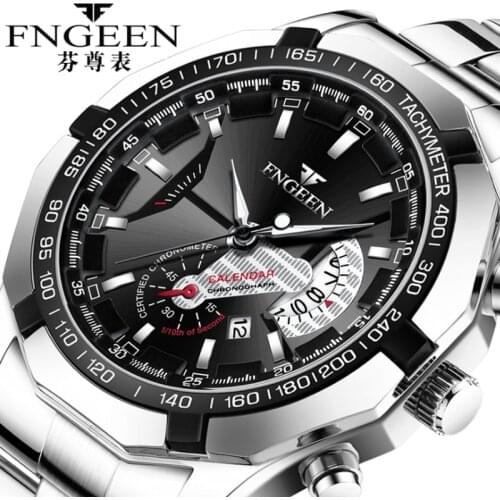 Watch Mens Luminous Waterproof Calendar Fashion Quartz Watch Student Sports Steel Band Large Dial Non Mechanical Mens Watch
