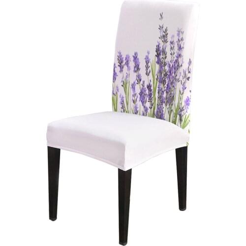 Purple Lavender Office Chair Cover Spandex Chair Cover Elastic Printing Home Hotel Wedding Dining Chair Covers