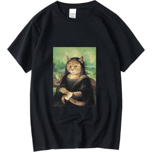 XIN YI Mens High Quality 100% cotton casual Funny cat print t shirt loose o-neck men tshirt short sleeve t-shirt male tee tops