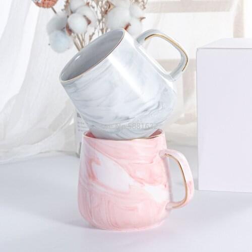 Ceramic Coffee Cup Creative Nordic Simple Marble Irregular Pattern Big Belly Cup Breakfast Cup Mug